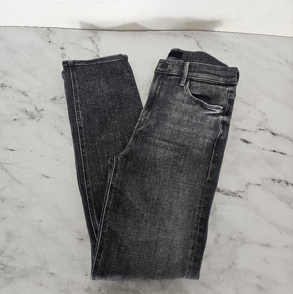 MOTHER Mid Rise Dazzler‎ Ankle Straight Leg Black Distressed Jeans 27 Preowned - Picture 3 of 11
